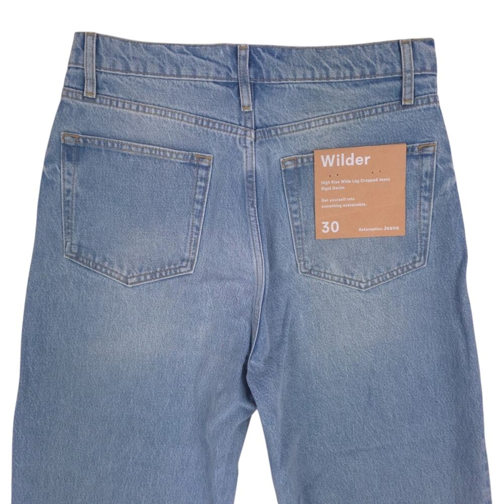 Reformation Wilder High Rise Wide Leg Cropped Jeans in Dillon - Picture 6 of 11